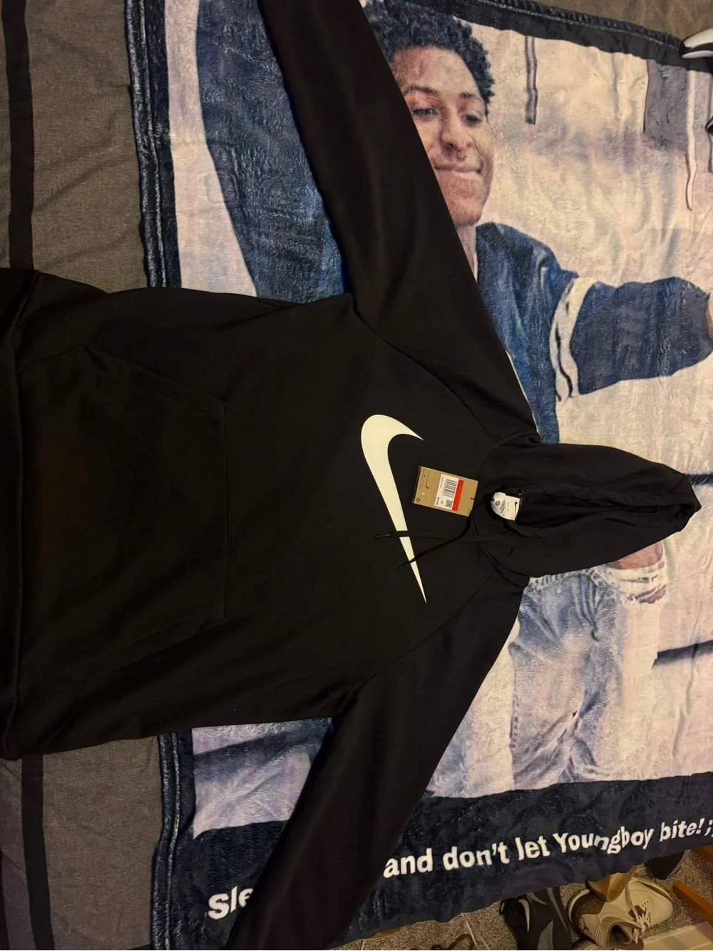 Nike Men’s Black Hoodie with White Swoosh